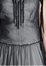 Y2K Beige Black Grunge Sheer Mesh V-Neck Midi Dress